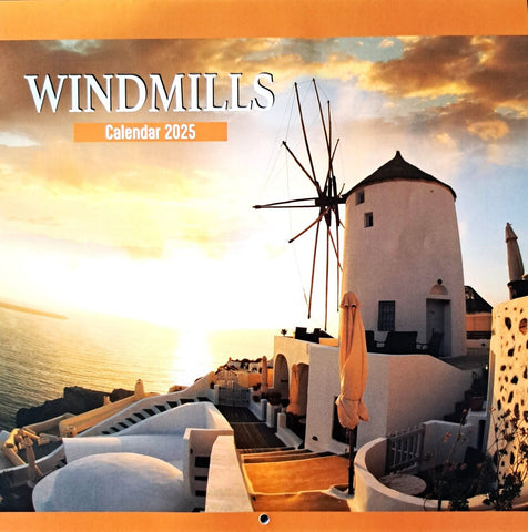 2025 Windmills Square Wall Calendar Landscapes Scenes 16 Month