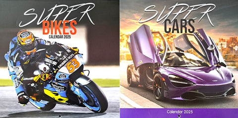 2025 Super Cars Bikes Square Wall Calendars Performance Racing Motorbikes Sports