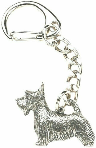 Silver Polished Pewter Scottie Dog Keyring